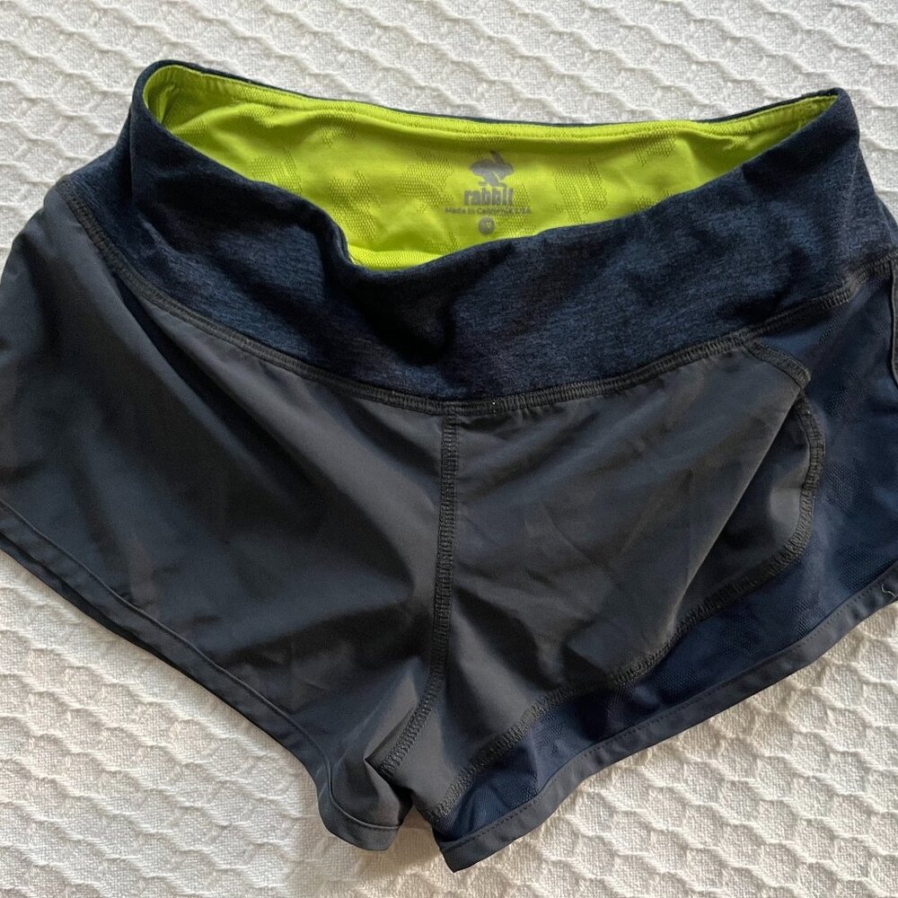 COPY - Rabbit brand "Catch Me If You Can" shorts, navy with lime green lining